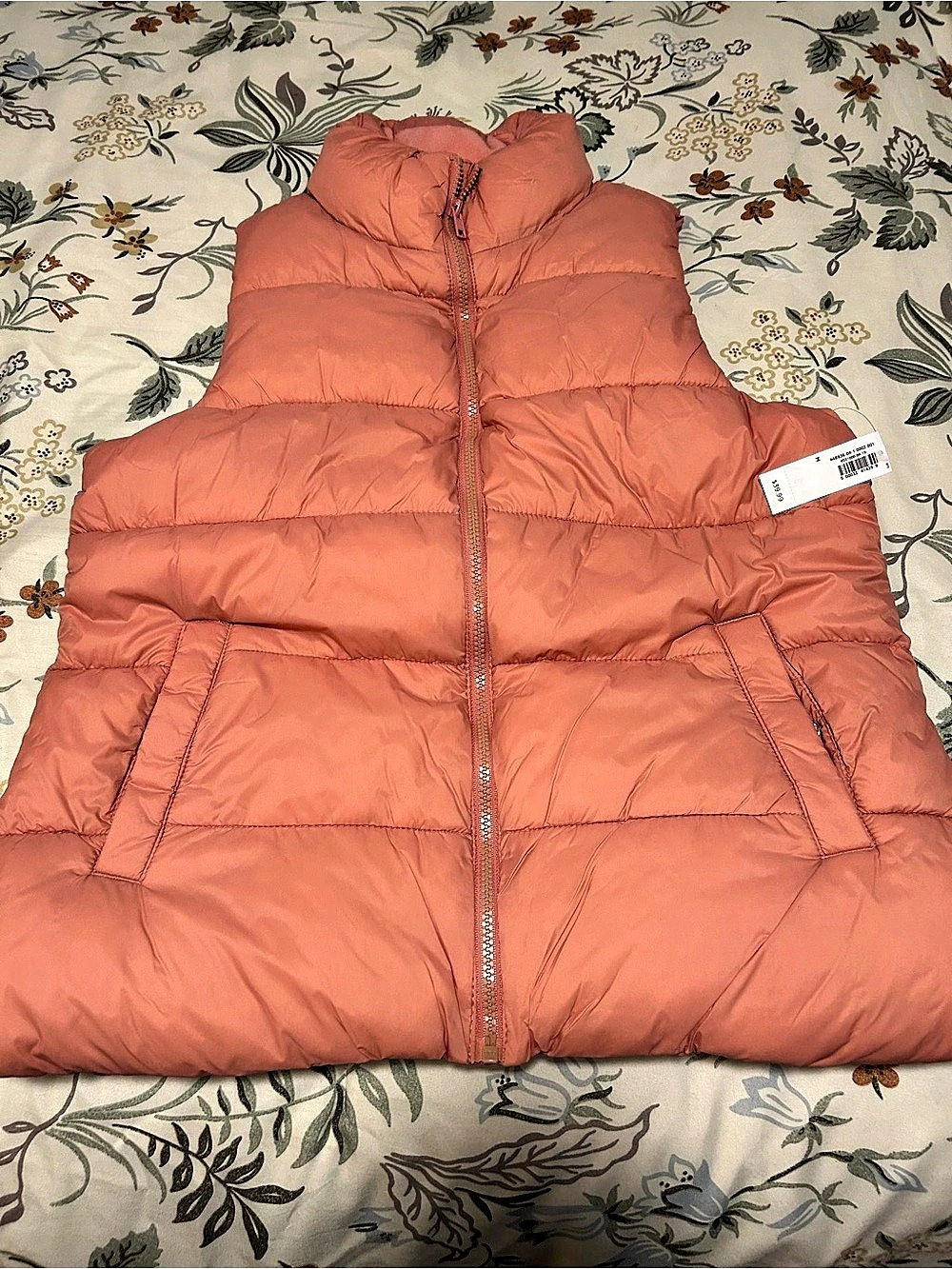 Quilted Puffer Vest in Orange Like New